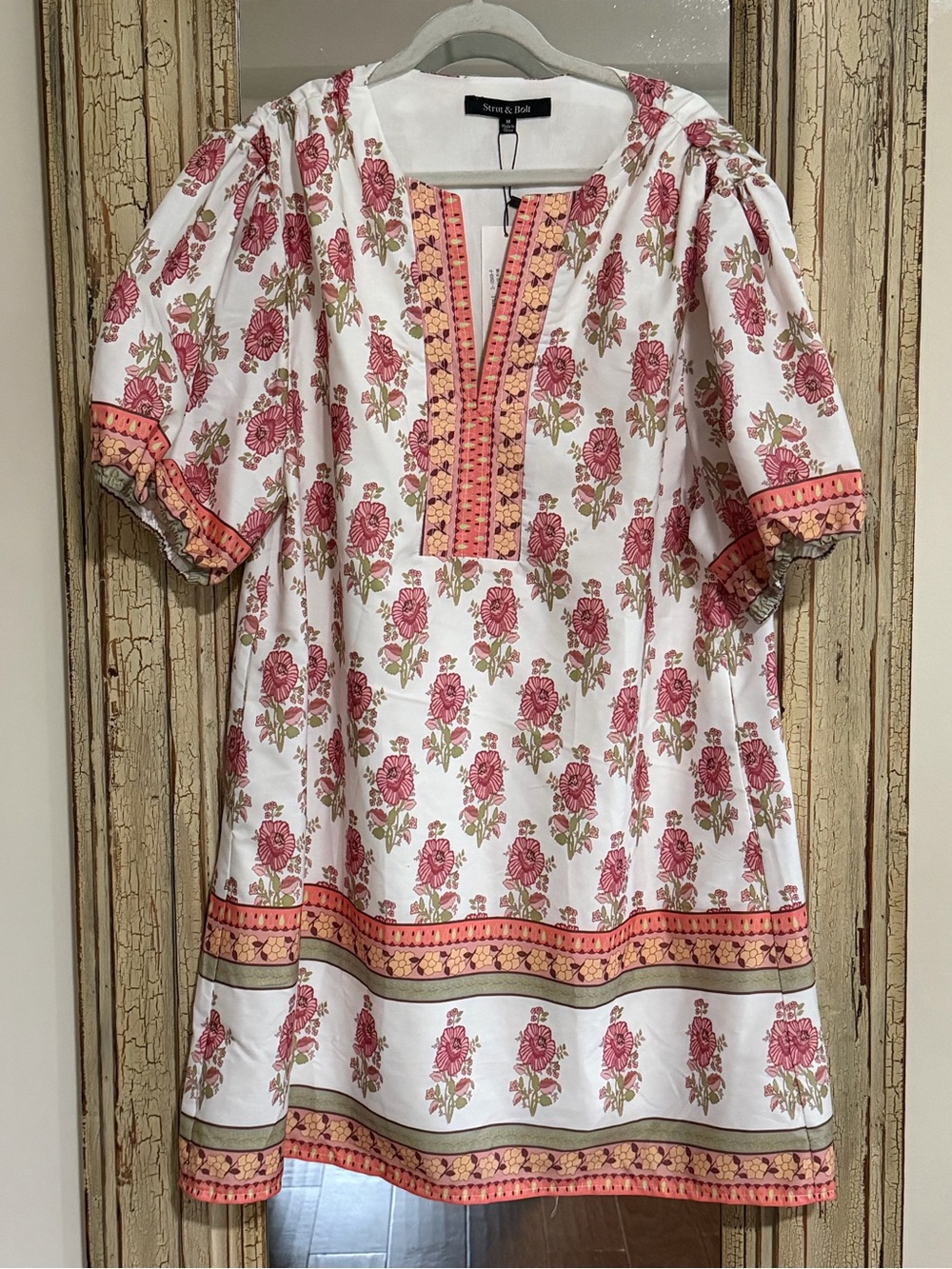 Sweet & Soft White Mini Dress with Pink Floral Print
